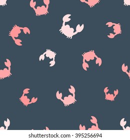 Seamless Vector Pattern of Crabs in Pink Tones