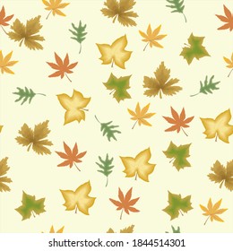 seamless vector pattern created with autumn leaves