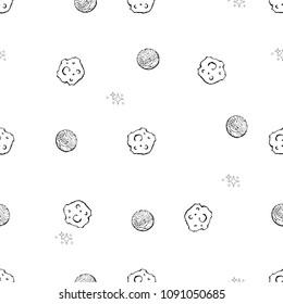 Seamless vector pattern. Creative hand drawn texture with planets and stars.