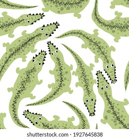 Seamless vector pattern with crocodiles