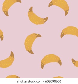 Seamless vector pattern with croissants for wrapping, kraft, cards, textile, print