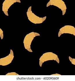 Seamless vector pattern with croissants for wrapping, kraft, cards, textile, print