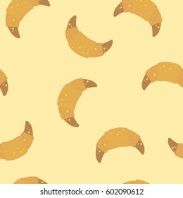 Seamless vector pattern with croissants for wrapping, kraft, cards, textile, print