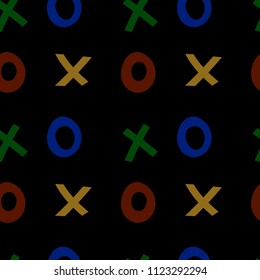 seamless vector pattern with crosses and toes on a dark background