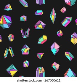 Seamless vector pattern with crystals.Trendy hipster retro backgrounds and logotypes.