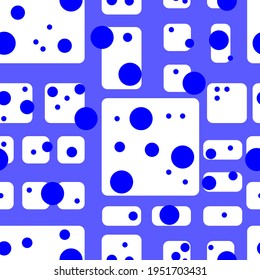 seamless vector pattern cubes and dots. Rounded corners black blue white abstract pattern