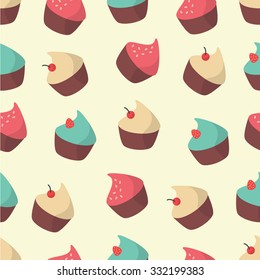 Seamless vector pattern cupcake