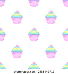 Seamless vector pattern with cupcakes