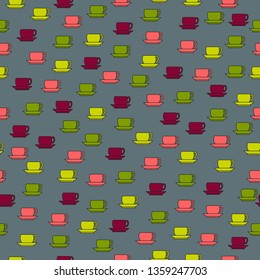 Seamless vector pattern with cups.