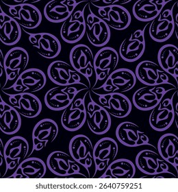 Seamless vector pattern with curly elegant bouquet. Graphic drawing of flowers anemones, physalis, leaves