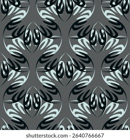 Seamless vector pattern with curly elegant bouquet. Graphic drawing of flowers anemones, physalis, leaves