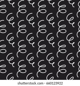 Seamless vector pattern with curly lines. Repeating decorative texture for print, party invitation, textile, fabric, wallpaper, card, poster, home decor, packaging, wrapping paper, and web pages.
