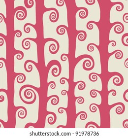 Seamless vector pattern with curly tree trunks