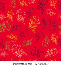 seamless vector pattern with currants on the red background