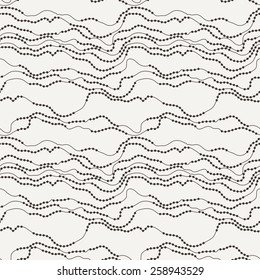 Seamless vector pattern of curved lines, strung with beads 