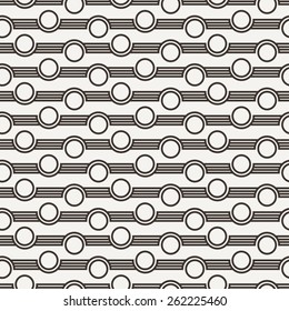 Seamless vector pattern of curved lines with circles