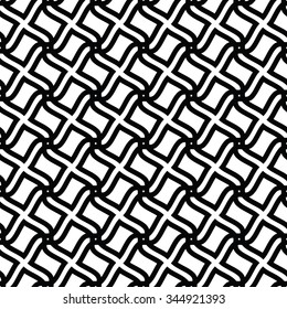 Seamless vector pattern of curved lines, black and white graphics