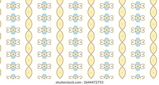Seamless vector pattern with cute abstract bees and soft yellow leaf motifs. Playful pastel colors, perfect for backgrounds, fabric prints, and creative art textures.