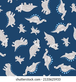 seamless vector pattern cute baby dinosaur