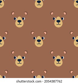 Seamless vector  pattern with cute bear character. Cute vector illustration for kids. Perfect print for fabric, textile, wallpaper, poster, postcard and gift wrapping. Pastel colors