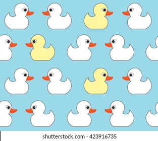 Seamless vector pattern with cute bright yellow ducks. Duck toy baby shower illustration. For cards, invitations,  backgrounds and scrapbooks, wallpapers