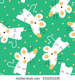 seamless vector pattern cute cartoon mouse with dots and background