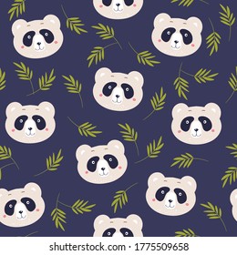 Seamless vector pattern with cute cartoon panda. Illustration for fashion fabrics, textile graphics, prints.