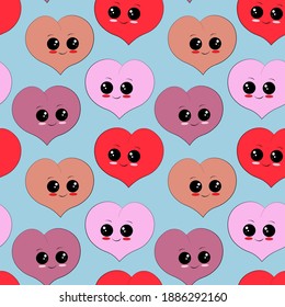 Seamless vector pattern with cute cartoon Heart. It can be used for textiles of clothing and things, paper products, wrapping, wallpaper, decor, notebook, interior and background for social networks