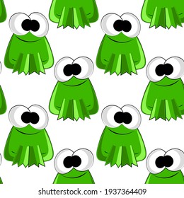 Seamless vector pattern with cute cartoon frog