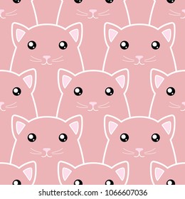 Seamless vector pattern with cute cat. Cute seamless pattern with sweet cat.