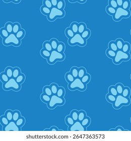 Seamless vector pattern of cute cat footprints, perfect for pet-themed designs, textile prints, backgrounds, and stationery. Playful and versatile for creative projects.
