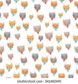 seamless vector pattern of cute cat
