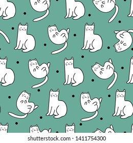 
Seamless vector pattern with cute cats.