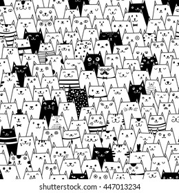 Seamless vector pattern with cute cats