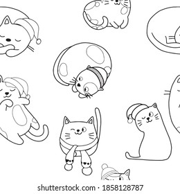 Seamless vector pattern with cute colorful Kittens. Creative childish pink texture. Great for fabric, textile Vector Illustration