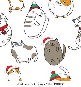 Seamless vector pattern with cute colorful Kittens. Creative childish pink texture. Great for fabric, textile Vector Illustration