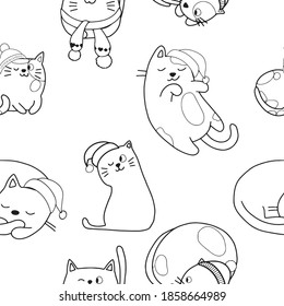 Seamless vector pattern with cute colorful Kittens. Creative childish pink texture. Great for fabric, textile Vector Illustration