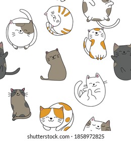 Seamless vector pattern with cute colorful Kittens. Creative childish pink texture. Great for fabric, textile Vector Illustration