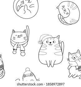 Seamless vector pattern with cute colorful Kittens. Creative childish pink texture. Great for fabric, textile Vector Illustration