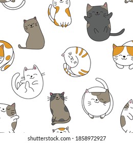 Seamless vector pattern with cute colorful Kittens. Creative childish pink texture. Great for fabric, textile Vector Illustration