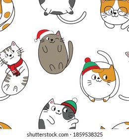 Seamless vector pattern with cute colorful Kittens. Creative childish pink texture. Great for fabric, textile Vector Illustration