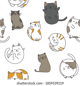 Seamless vector pattern with cute colorful Kittens. Creative childish pink texture. Great for fabric, textile Vector Illustration