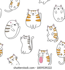 Seamless vector pattern with cute colorful Kittens. Creative childish pink texture. Great for fabric, textile Vector Illustration