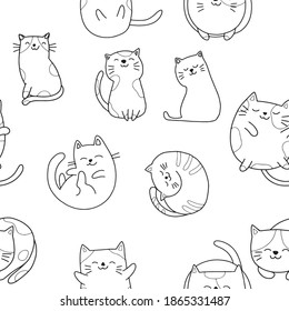 Seamless vector pattern with cute colorful Kittens. Creative childish pink texture. Great for fabric, textile Vector Illustration