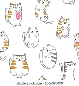 Seamless vector pattern with cute colorful Kittens. Creative childish pink texture. Great for fabric, textile Vector Illustration