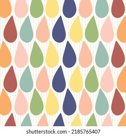 Seamless vector pattern in cute colors, shape and leaf pattern for retro fashion, textile, package and texture design. Colorful flowers cute design