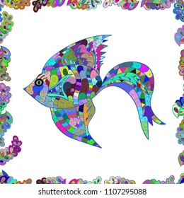 Seamless vector pattern with cute decorative fishes. Funny multicolor background, marine texture. Vector illustration.