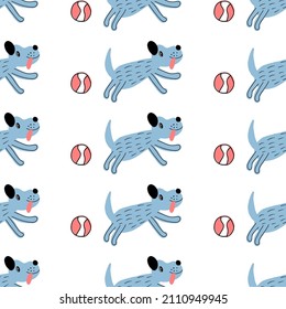 Seamless vector pattern with cute dogs for typography poster, card, label, brochure, flyer, page, banner design. Vector illustration.