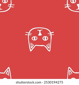 Seamless vector pattern with cute draw cats. Simple doodle style