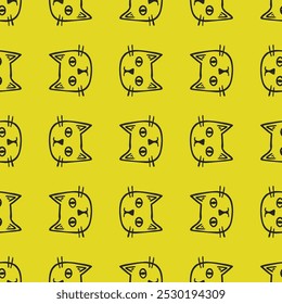 Seamless vector pattern with cute draw cats. Simple doodle style